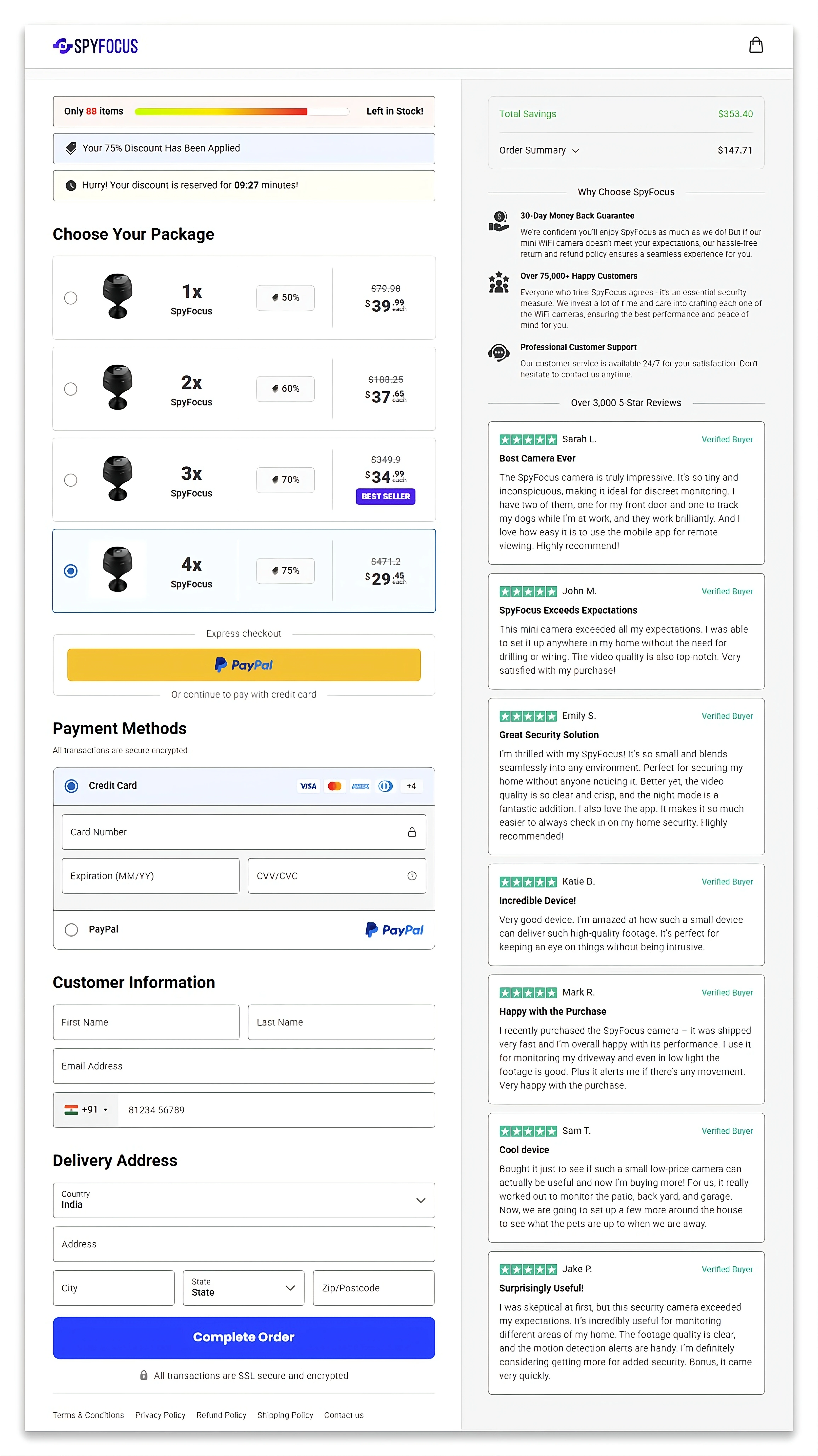 SpyFocus Mini Wifi Camera order page